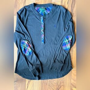 Ralph Lauren Black Shirt with Vibrant Plaid Accents